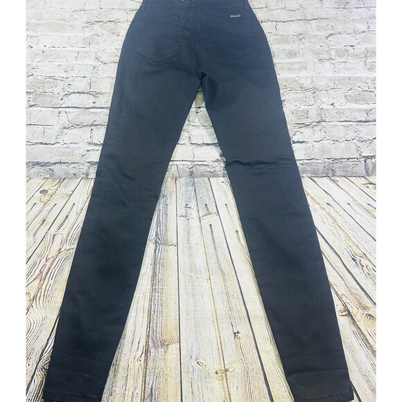 KanCan Jeans Women’s Sz.7/27 Black Distressed Mid Rise Skinny Button-fly Pants - Picture 8 of 12